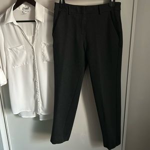 Express Women’s Columnist Ankle Mid Rise Stretch Charcoal Gray Trouser Pants